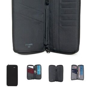 Pacsafe Black Anti-Theft Travel Organizer with wrist strap